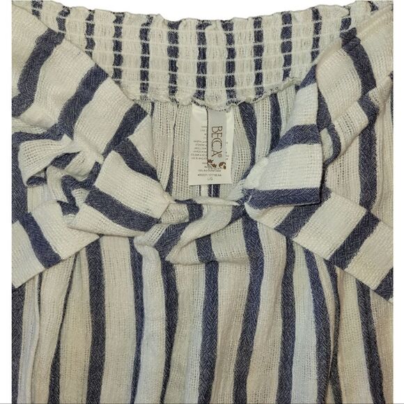 NWOT BECCA Rebecca Virtue Getaway Striped Tie Waist Cover Up Fly Away Pants L - Picture 8 of 15